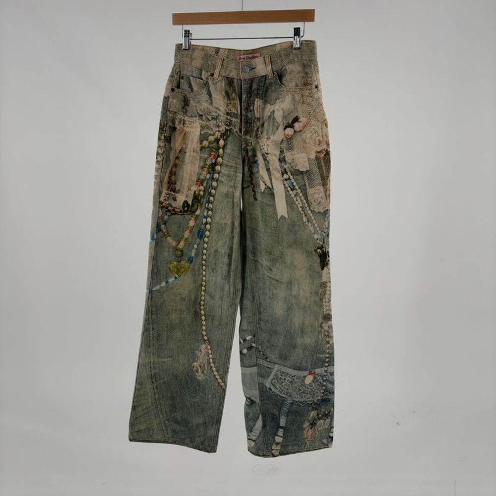 Acne Studios Lace Print Wide Leg Jeans